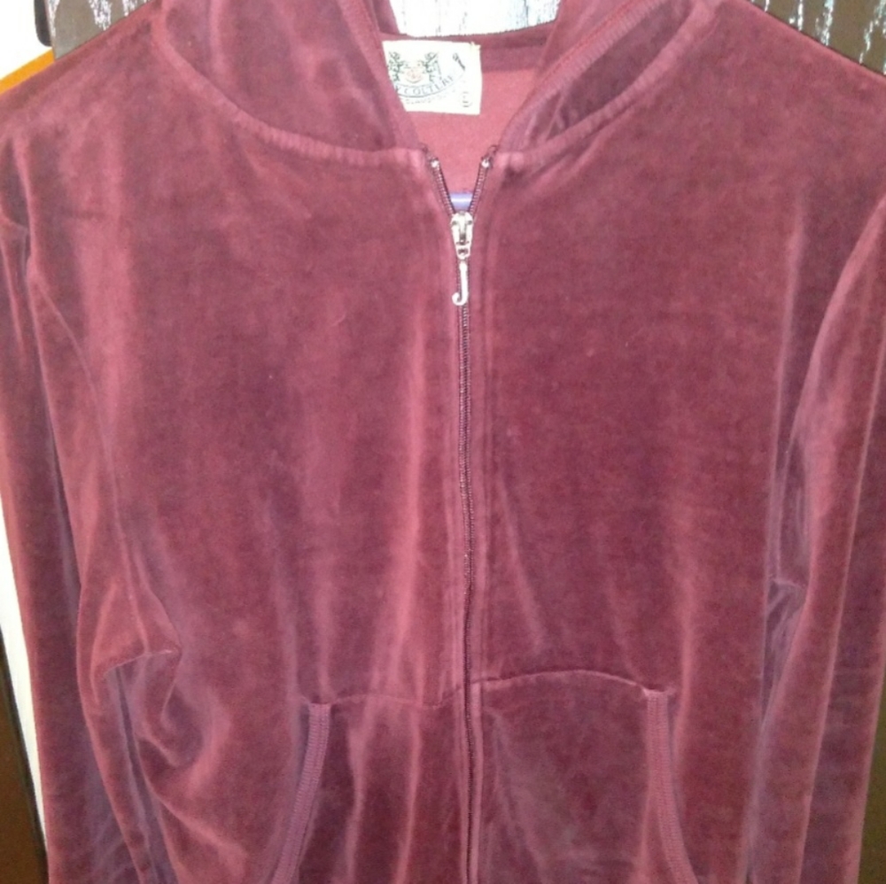 Juicy Couture Lg. Maroon Velvet Zip Up jacket